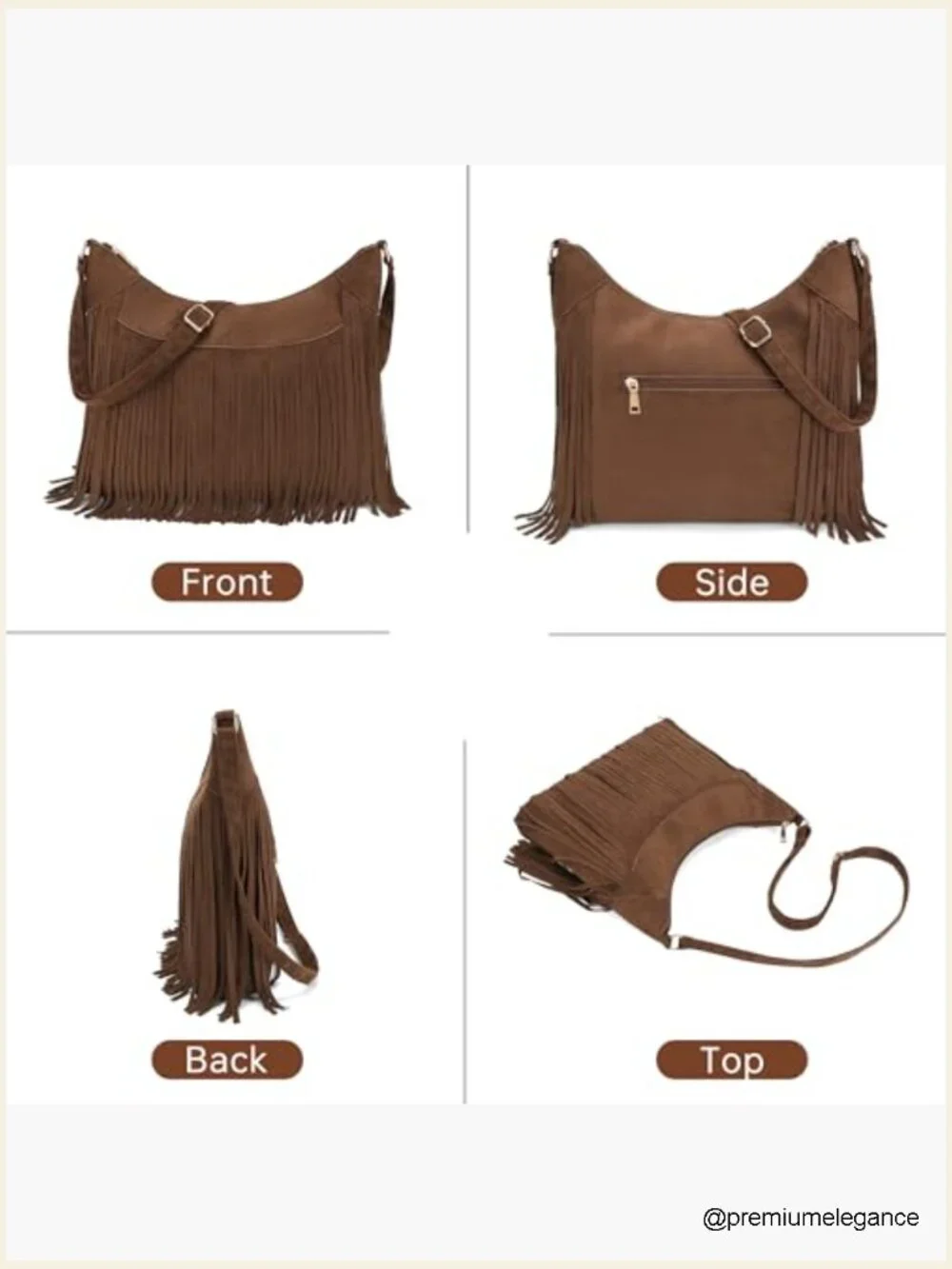 Vintage Suede Tassel Hobo Bag Crossbody Shoulder Purse Boho